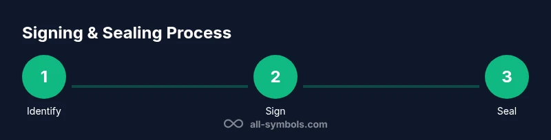 Process diagram showing steps to sign and seal documents