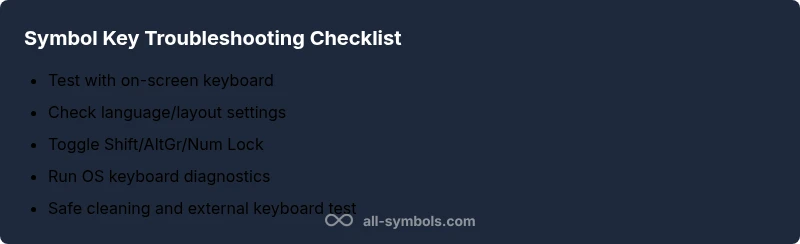 Checklist for fixing symbol keys on a keyboard