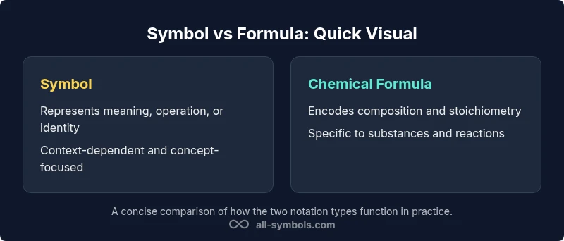 Infographic comparing Symbol vs Chemical Formula with two-column layout