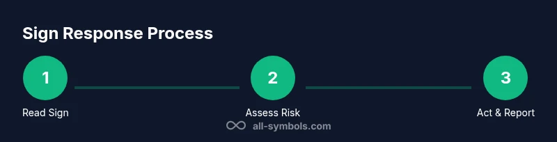 Process diagram showing read, assess, act steps for safety signs